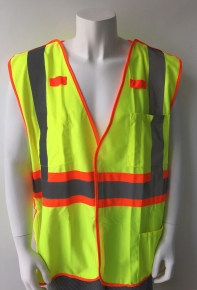 Hi Vis 5 Point Tear-Away safety vest with reflective tape