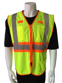Hi vis safety vest with outside pocket and pencil pocket