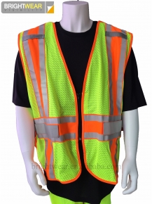 100 polyester mesh reflective safety vest with contrast binding and zipper