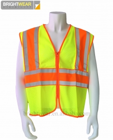 100 polyester mesh safety vest with zipper closure