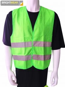 100 polyester hi vis green solid safety vest with velcro for Europe