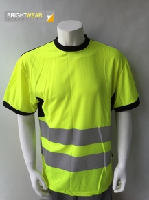 EN ISO20471 hi vis short sleeve safety mens t shirt with reflective tape for Europe market