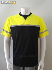 Contrast short sleeve polyester safety T-shirt with heat-transfer reflective tape for Europe