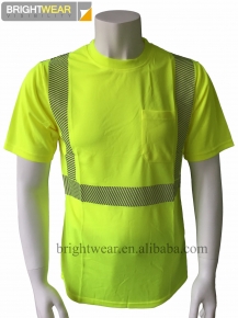 100 polyester hi vis safety T-shirt with segmented reflective tape meet ANSI 107-2010