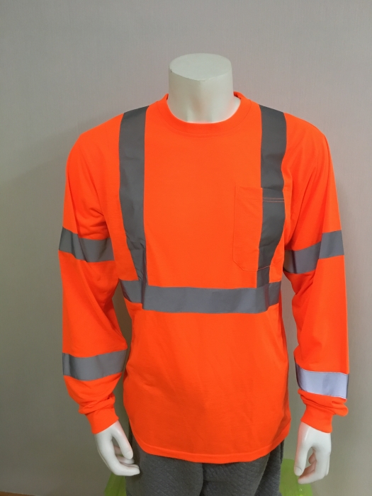 100 polyester long sleeve reflective safety shirt with heat set tape