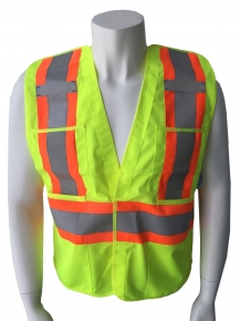 Hi Viz safety vest with hook and loop fastener and reflective tape