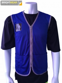 100 polyester blue mesh safety vest with pockets for Europe