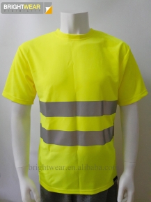 EN ISO20471 short sleeve reflective safety T-shirt with  Elastic heat-applied tape
