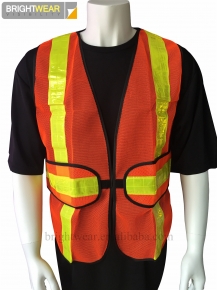 100 polyester orange mesh safety vest with PVC tape