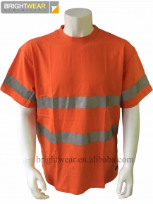 100 cotton mens soft safety taped t-shirt with UPF50+