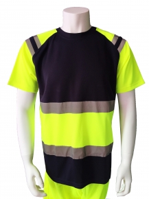 ENISO mens contrast hi vis safety T-shirt with reflective tapes for Europe