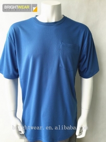 100 polyester simple basic T-shirt with pocket in French Blue color