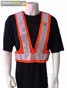 100 polyester orange mesh safety vest with PVC tape and velcro