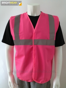 Reflective safety vest with hook and loop fastener and pink color