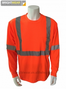 ANSI Class 3  long sleeve safety T-shirt with sew-on reflective tape