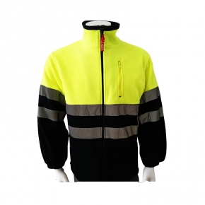 Two-color high visibility polar jacket with reflective tapes in body and arms