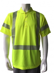Hi-vis  short sleeve polo shirt with 3M5510 segmented  reflective tape