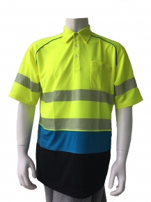 100 polyester  Hi-Vis safety polo shirt with 3M5510 segmented reflective tape