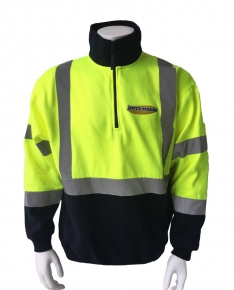 Contrast safety sweatshirt with  reflective tape and zipper
