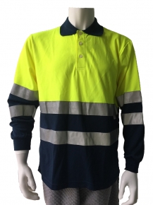 two-tone polyester 3M reflective tape security polo shirt