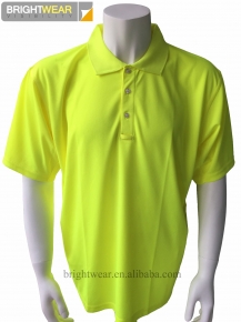 100 polyester high visibility polo shirt with 170gsm birdeye mesh fabric