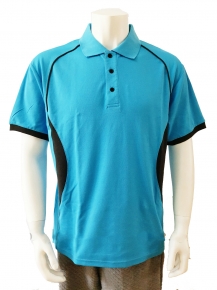 Mens contrast safety polo shirt with chest print and polyester/cotton fabric