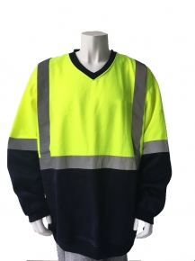 100 polyester Contrast safety sweatshirt with  reflective tape