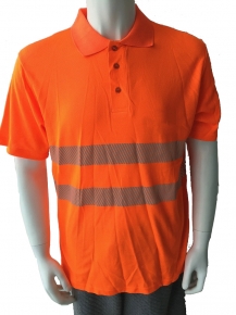 Reflective safety polo shirt with segmented reflective tape and reflective logo