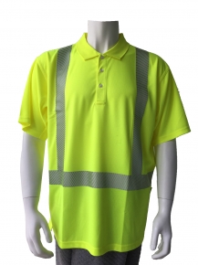 Hi-vis  short sleeve polo shirt with 3M5510 segmented  reflective tape