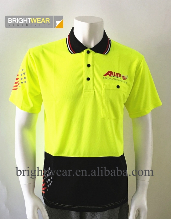 144F 100 polyester birds eye  polo shirt Australia style with Contrast color