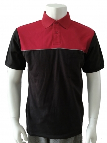 Contrast uniform polo shirt with pocket and embroidery at front and back