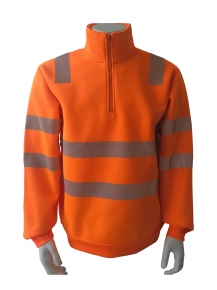 Mens orange hi vis reflective protective jacket warning fleece Chinese local tape safety sweatshirt