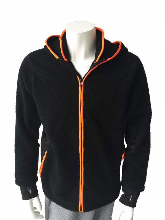 Mens zipper-up fleece sweatshirt with  hood