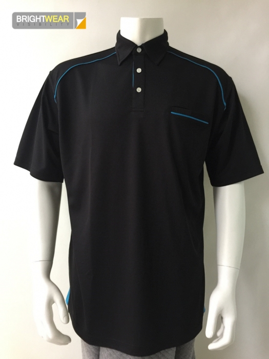 Contrast color  100 polyester birdeye fabric safety polo shirt  with  inside pocket