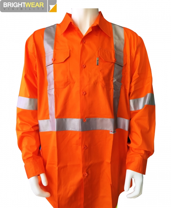 Long sleeve hi-vis cotton drill shirts