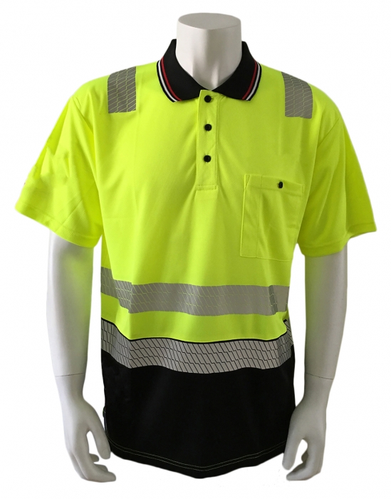 144F 100 polyester polo shirt with segmentad tape and printing for Australia market